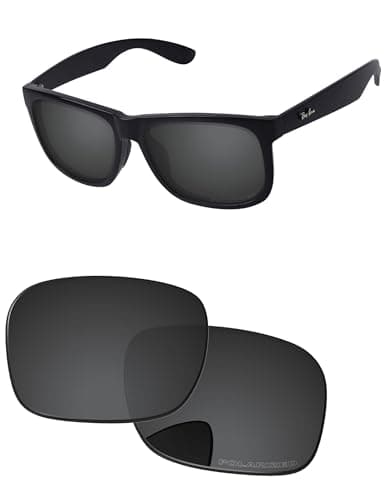 Image of PapaViva Replacement Lenses Compatible with Ray-Ban Justin RB4165 54mm Sunglass Solid Black Polarized