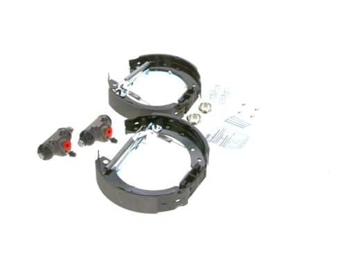 Image of Bosch KS554 Kit Super Pro - Rear drum brake kit - 1 pre-assembled set, 2 wheel brake cylinders, 4 brake shoes