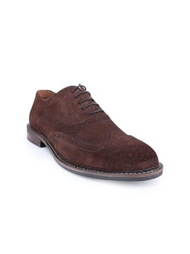 Image of Thomas Crick Men’s Waldew Suede & Genuine Leather Brogue Shoes | Classic Lace-Up Oxford | Smart Casual & Formal Dress Shoes for Men