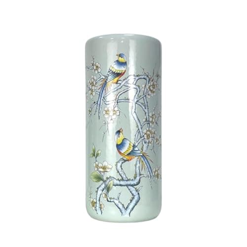 Image of AcaciaHome Durable Ceramic Round Umbrella stand–Perfect Holder for Home, Office, & Entryway - Adds a Sophisticated Touch to Living Spaces for Canes, & Walking Sticks (Bird Floral Design)