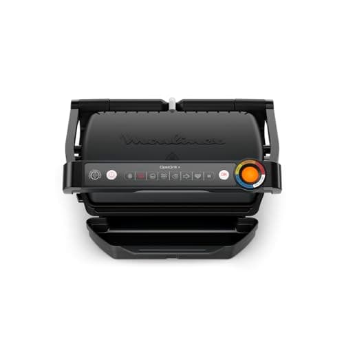 Image of Moulinex OptiGrill+ Indoor Electric Grill Ideal for Cooking Meat, Fish and Vegetables, Cooking Indicator and 6 Automatic Programs, Non-Stick Plates, Easy to Use