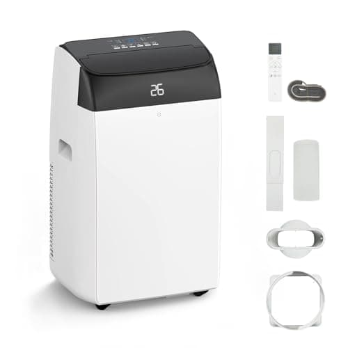 Image of Cachpib 4-in-1 Portable Air Conditioner 12000BTU, Dehumidifier, Heating, Cooler, Fan with 3 Speeds, Air Conditioning Unit with Digital Display, Remote Control, 24 Hours Timer for Room Up to 550 ft