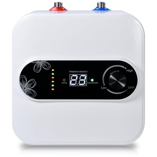 Image of Lightasea Mini Electric Water Heater, 1.5KW 220V Under Sink Water Heater with 10L Water Tank, Instant Hot Water IP4X Waterproof with LCD Digital Display & Temperature Knob