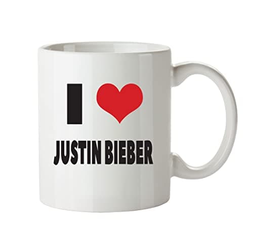 Image of I Love Justin Bieber I Love Mug Personalised Adult Office Mug