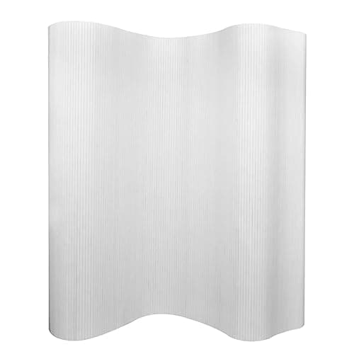 Image of vidaXL Bamboo Room Divider - White Privacy Screen, Flexible Configuration, Space Divider, Ideal for Home Decoration, Living room, Bedroom, or Office (250x165 cm)