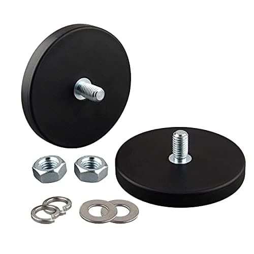 Image of Ulibermagnet, 2 Pack, Round Anti Scratch Magnets, 27 kg, Neodymium Rubber Coating, M8 Male Thread Stud, Strong Magnetic Holder for Lighting, Camera, Tools and Equipment