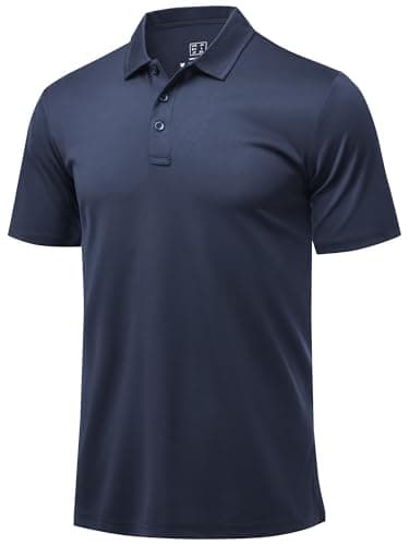Image of Tansozer Mens Polo Shirts Breathable Golf Short Sleeve Gym Sports T-Shirt, Dark Blue, L