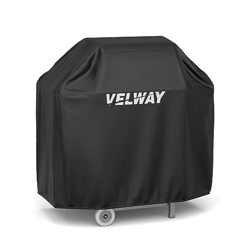Image of Velway Barbecue Cover Waterproof Grill Cover - Heavy Duty 210D Oxford Fabric Outdoor BBQ Cover UV protection Dust-Proof Windproof Weatherproof Durable with Storage Bag Black 117x66x117cm