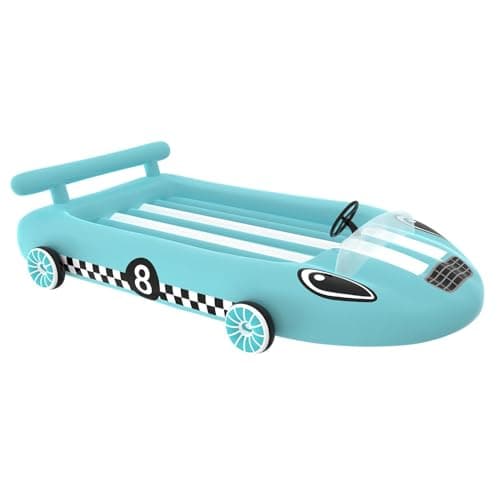 Image of YöL Kids Racecar Inflatable Bed - Blue Children's Air Mattress For Sleepovers Slumber Party Birthday Camping Play Time - L200 x W100 x H50cm 50kg Maximum Weight - Bedroom Nursery
