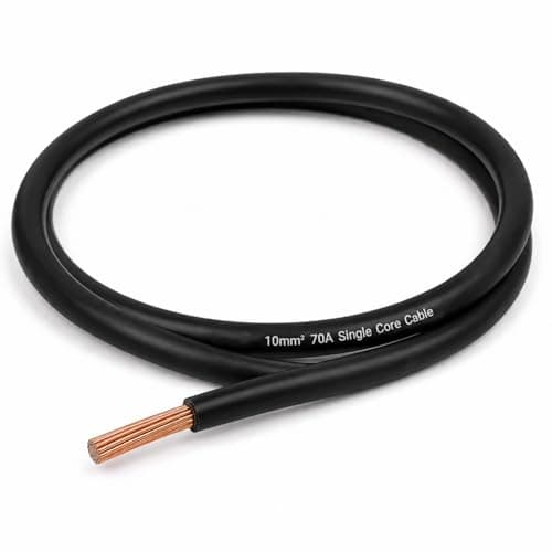Image of MKGT Flexible Battery & Welding Cable – Pure Copper Single Core PVC Wire for Automotive, Solar, Camper & Inverter Use (10mm2 Black, 1 Meter)