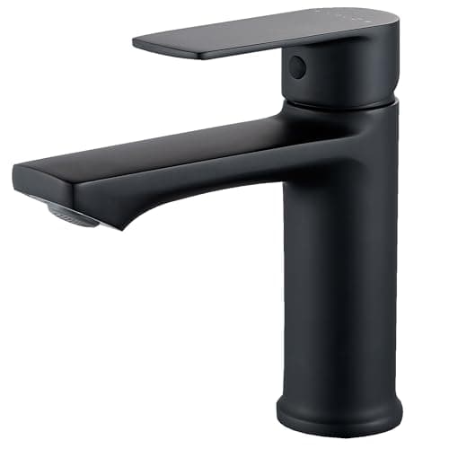 Image of BELZ Black Bathroom Sink Tap, Basin Mixer Tap with G1/2" UK Standard Hoses, Modern Design with High-Arc Spout, Corrosion-Resistant Finish Faucet, Easy Install for Washbasin