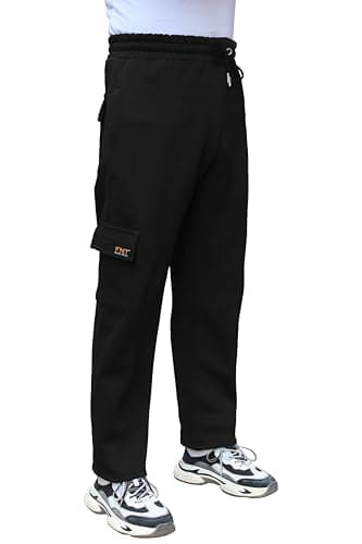 Image of FNT Workwear Mens Cargo Combat Work Tracksuit Jogging Bottoms with Multiple Pockets Fleece Pants (UK, Waist, 4XL, Regular, Regular, 1, Black)