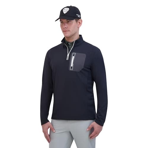 Image of Ben Sherman Men's Quarter Zip Pullover Sweater – Lightweight, Casual, Work, Golf & Everyday Wear, Black, XL