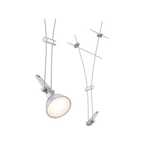 Image of Paulmann 94487 CorDuo Cable System – Single Spot Comet DC 12 V, Max 50 Watt Extendable Wire Cable System Matt Chrome Metal GU5.3 Without Bulbs