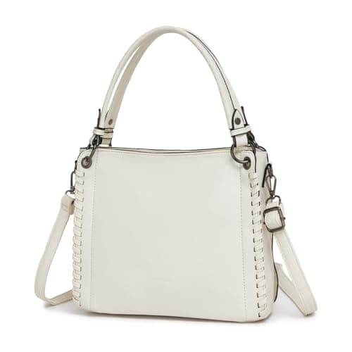 Image of Miss Lulu Handbags for Women PU Leather Tote Bag, Medium Shoulder Handbag with Zip, Woven Top Handle Ladies Work Bag, Lightweight Waterproof Shopper with Adjustable Detachable Strap