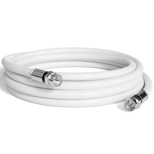Image of 1.5 Foot (18 Inch) White - Solid Copper Coax Cable - RG6 Coaxial Cable with Connectors, F81 / RF, Digital Coax for Audio/Video, Cable TV, Antenna, Internet, & Satellite, 1.5 Feet (0.45 Meter)