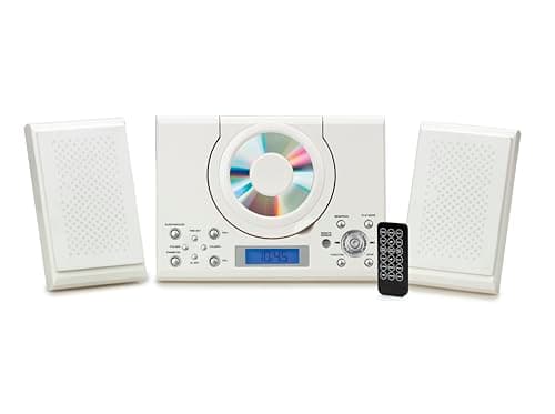 Image of Grouptronics CD Player with Speakers - HiFi System for Home with Radio, USB, MP3, Clock Alarm & Remote - Compact Stereo System with Wall Mount Design - Small CD Players for Home - GTMC-101