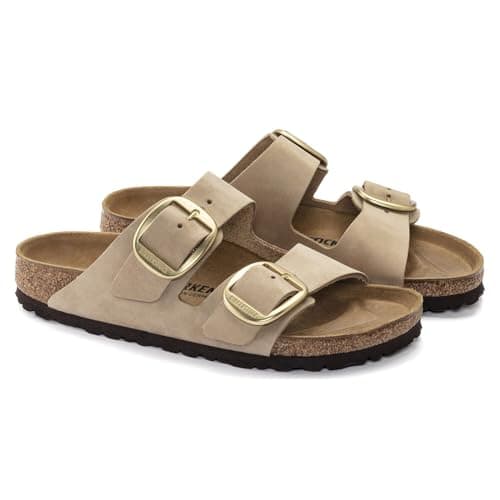 Image of Birkenstock Arizona Big Buckle Nubuck Leather Sandcastle Regular, Sandcastle, 5.5 UK