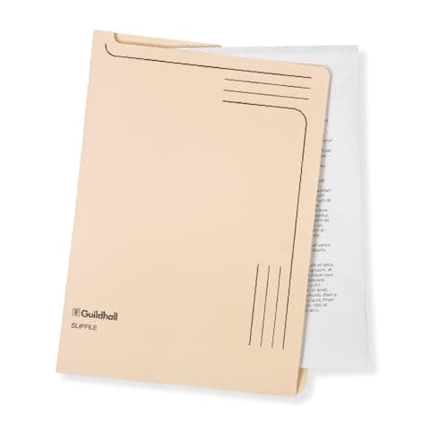 Image of Exacompta - Ref 4609Z - Guildhall - Slip file Pack of 50, 315 x 230mm, 230gsm Filing Board, Top & Side Openings, Printed Space for Titles, Holds Approx. 50 Sheets of A4 Paper - Cream