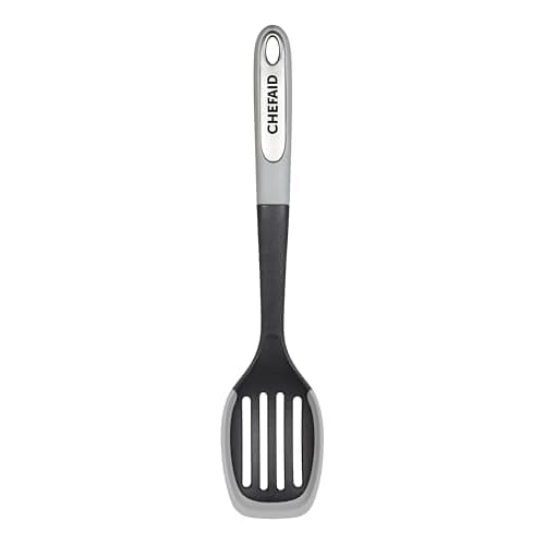 Image of Chef Aid Nylon Slotted Spoon, Essential Kitchen Utensil, Non-Slip Grip Handle, Non-Stick Safe, BPA Free