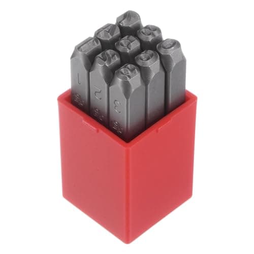 Image of sourcing map 9pcs Number Stamp Set 3/16" 5mm High Tool Steel 0-9 Punch Press Tools Metal Stamps Set Hammer Hand Punch for Metal Plastic Wood Leather Brass Stamping