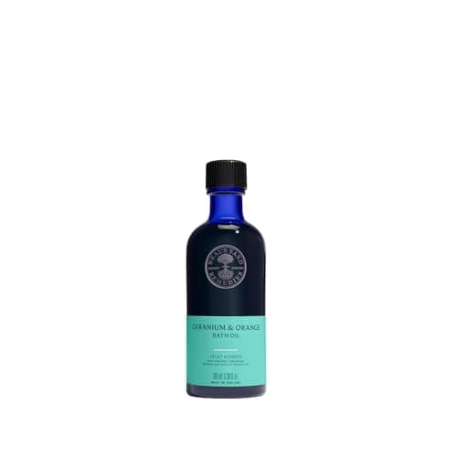 Image of Neal's Yard Remedies Geranium & Orange Bath Oil, Energise Body & Mind, Uplifting Scents, Bath Soak, Vegan & Cruelty-Free, 100ml