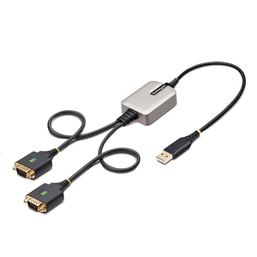 Image of StarTech.com 2ft (60cm) 2-Port USB to Serial Adapter Cable, COM Retention, FTDI, USB to DB9 RS232, Changeable DB9 Screws/Nuts