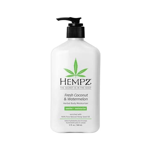 Image of Hempz Natural Hemp Seed Oil Body Moisturiser Lotion Cream with Shea Butter and Ginseng 500ml/17 Fl.Oz - Fresh Coconut and Watermelon