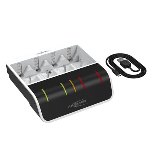 Image of ANSMANN Battery charger for 4x NiMH AA/AAA/C/D + 1x 9V block batteries - automatic battery charger with Perfect 7 charging technology Repair mode for rechargeable batteries