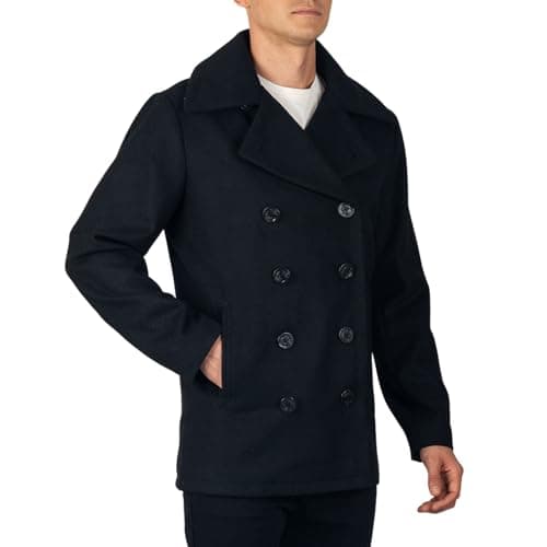 Image of alpine swiss Mason Mens Wool Blend Classic Pea Coat Black XL