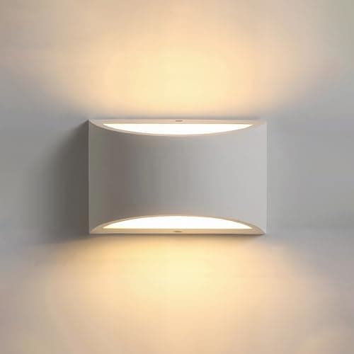 Image of Warmiehomy Indoor Wall Lights, Modern Led Up and Down Wall Lamps Sconces, 5W 3000k Warm White, Aluminum Hardwired White Wall Mounted Light for Living Room Bedrooms Hallway (Cob Lamp Beads Included)