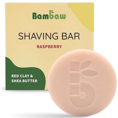 Image of Bambaw Shaving bar for Women 80g, Red Clay & Shea Butter Shave Soap, Shaving Bar Women, Natural, Eco, Vegan, Exfoliating Shave Bar, Raspberry