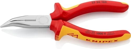 Image of KNIPEX Snipe Nose Side Cutting Pliers (Radio Pliers) Chrome-Plated Insulated with Multi-Component Grips, VDE-Tested 160 mm, 25 26 160