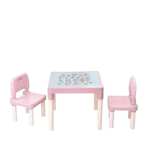 Image of RMW Children's Table and Chair Set ABC Alphabet Plastic Toddlers Childs School Kids (Pink)
