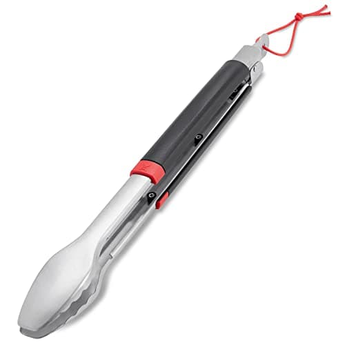 Image of Weber Grill Tongs (40cm), Made of Stainless Steel, with Comfort Grip and Practical Locking System, Dishwasher Safe for Easy Cleaning, with Loop for Hanging - Black (6317)
