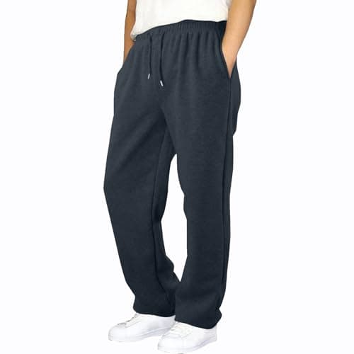Image of NetSetUK Joggers for Men UK Tracksuit Jogging Bottoms Men’s Fleece Joggers Open-Hem Sweatpants with Pockets Drawstring Trousers Gym Workout Charcoal
