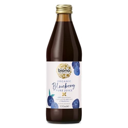Image of Biona Organic Blueberry Juice, 330ml - 100% Pressed Pure Juice from Organic Farms - Not from Concentrate - No Preservatives or Additives - Suitable for Vegans