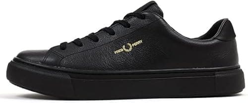 Image of Fred Perry Mens Womens Unisex B5311 B71 Tumbled Leather Court Trainers Black Size 5 UK 38 EU