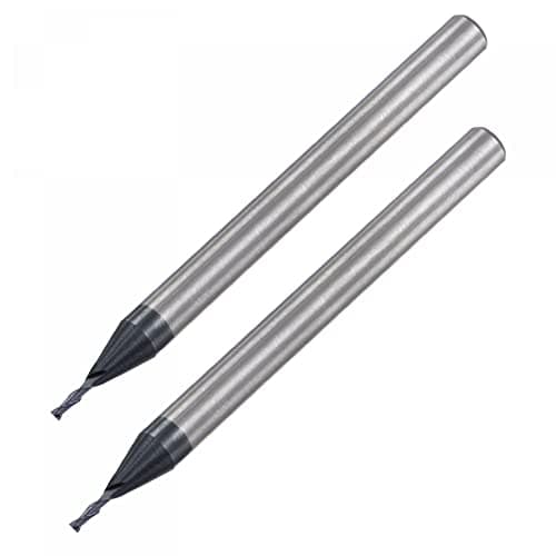 Image of sourcing map Square Nose End Mill, 1mm Tip Dia Solid Carbide AlTiN Coated CNC Router Bits 2 Flute Spiral Milling Cutter HRC45 with 4mm Shank 50mm (2-inch) Length, 2pcs