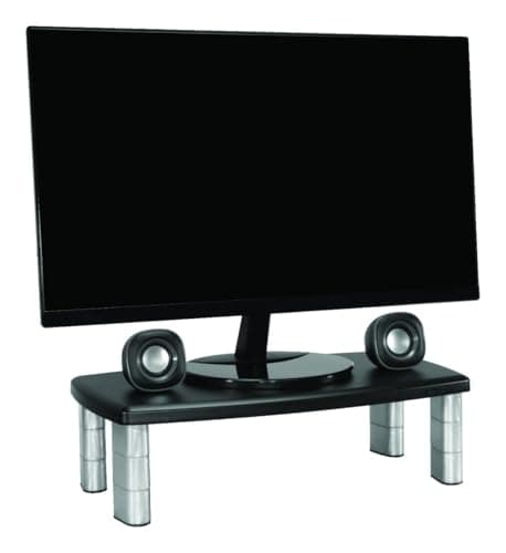 Image of 3M Office Adjustable Monitor Stand, 50.8 x 30.48 x 14.9 cm - Black/Silver