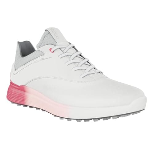 Image of ECCO Womens W S-Three Leather Golf Shoes - White/Bubblegum - UK 7.5