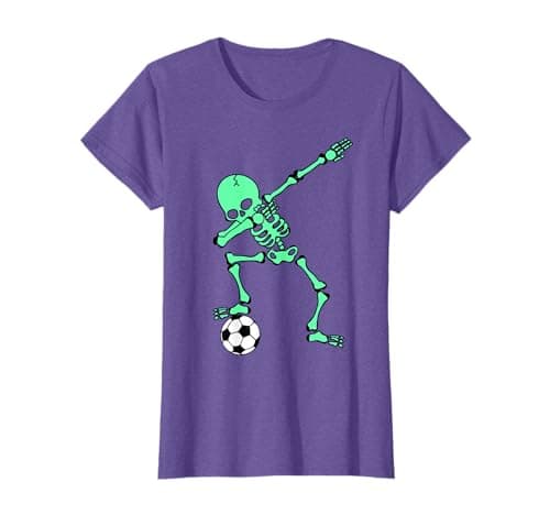 Image of Dabbing Skeleton Soccer Player Halloween Dab Boys Kids Men T-Shirt