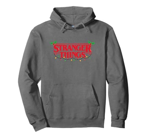 Image of Stranger Things Christmas Lights & Holly Logo Pullover Hoodie