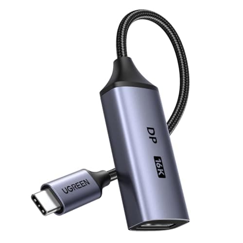 Image of UGREEN USB C to DisplayPort 2.1 Adapter 16K@60Hz 8K@120Hz 4K@240Hz 1440P@480Hz 80Gbps Thunderbolt 5/4/3 Type C DP Cable DSC HDR G-Sync Free-sync Compatible with MacBook Pro/Air M5 M4,Mac Neo,iMac,iPad
