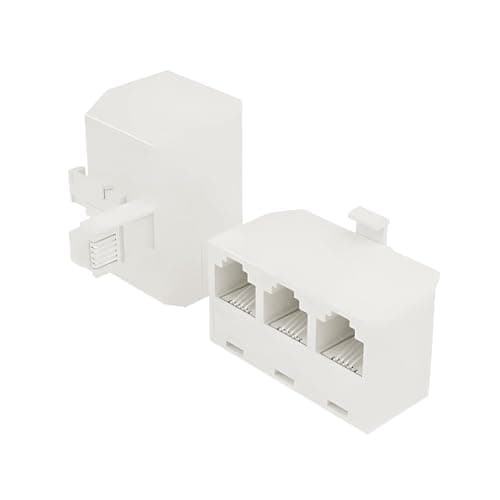 Image of HAWAKA 2Pcs RJ11 6P4C Male to 3 Ports Female Telephone Line Splitter, 3 Way Phone Jack Splitter Socket Adapter Extension Coupler Connector for Landline Cable Fax Machine Modem