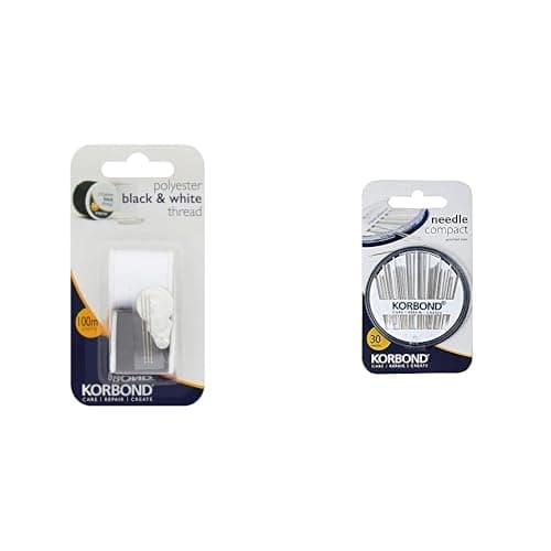 Image of Korbond Needle Compact 30 Sewing Needles + Black and White Polyester Sewing Thread with Needle Threader