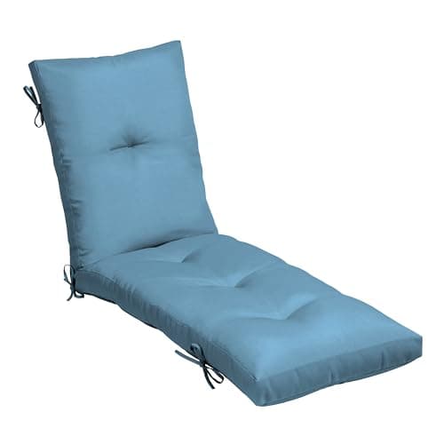Image of Arden Selections Outdoor Plush Modern Tufted Chaise Cushion, 76 x 22, Water Repellent, Fade Resistant, Tufted Cushion for Chaise Lounger 76 x 22, French Blue Texture