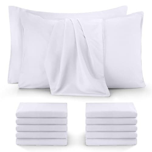 Image of Utopia Bedding - 12 Pack Pillow Cases - OEKO-TEX - Standard Size 50x75 cm - 100% Brushed Microfiber Pillowcases with Envelope Closure, pillows not included - Wrinkle, Fade, & Stain Resistant - White