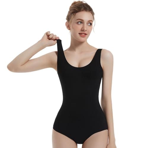 Image of Spoxiyue Women's Dance Leotard, Black Nylon-Spandex Ballet Bodysuit, Scoop Neck Tank Style, Soft Knit Fabric, Youth to Adult Sizes (Black, XS)