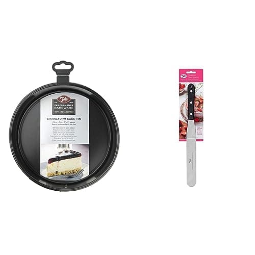 Image of Tala Performance, 20cm Springform Round Cake Tin, Professional Gauge Carbon Steel with Non-Stick Coating, Loose Base, Easy Release Cake Pan Stainless Steel Flat Icing Spatula Pallette Knife